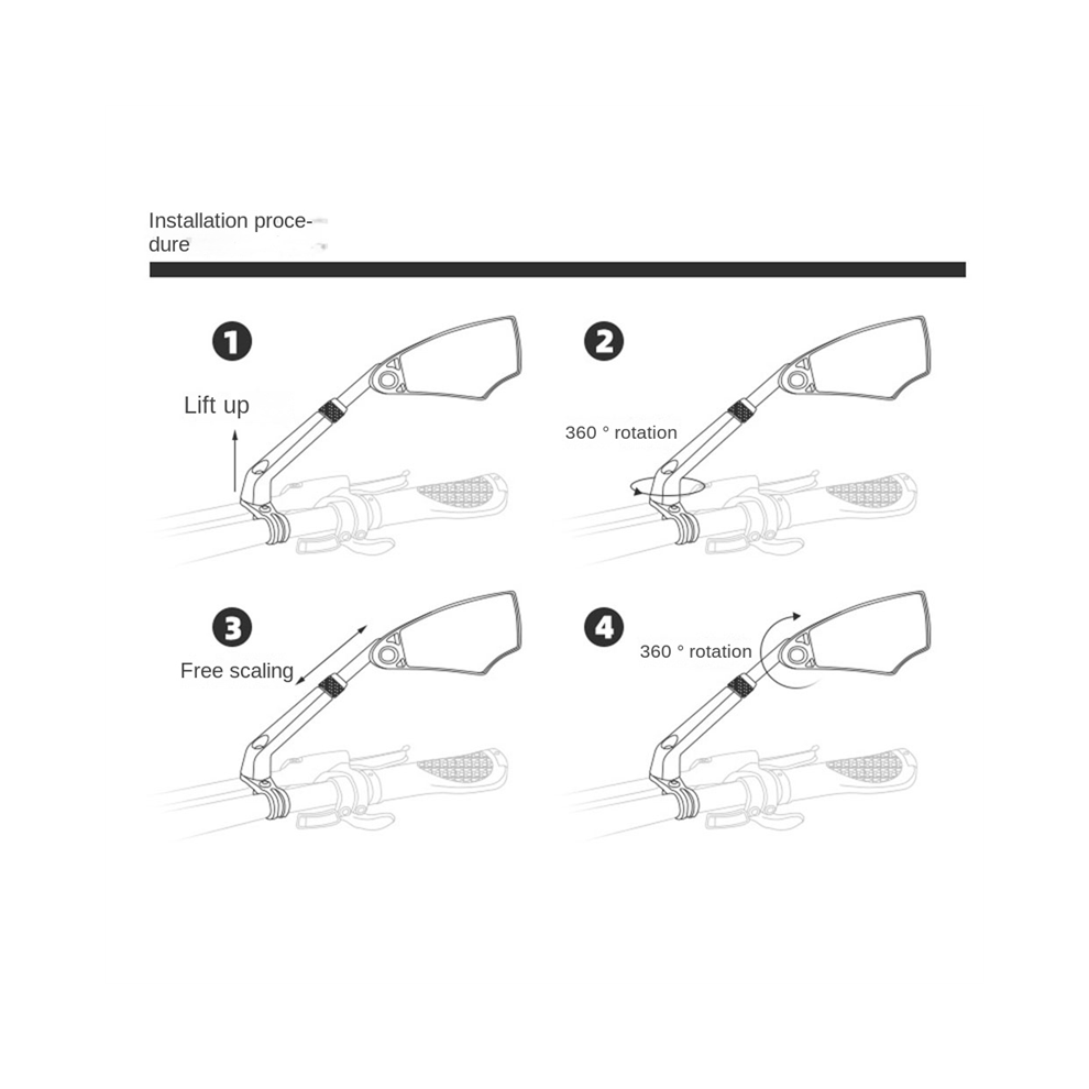 RéTroviseur TéLescopique en Verre Bleu Double Lentille à 360 Rotation Du Cadre ÉChelle de Base Ajuster L'Angle D'Inclinaison, Droite