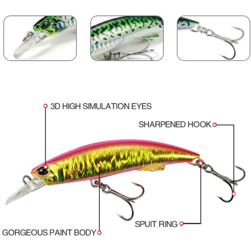 Meeresangel-Attrappenköder mit 2 Drillingshaken, Bionischer Angelköder für Große Fische, Sinkender Künstlicher Simulationsköder 2