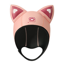 Cagoule de Plongée avec Oreilles Chat pour Femme, Chapeau Imperméable, Bonnet Natation Mentonnières Rose