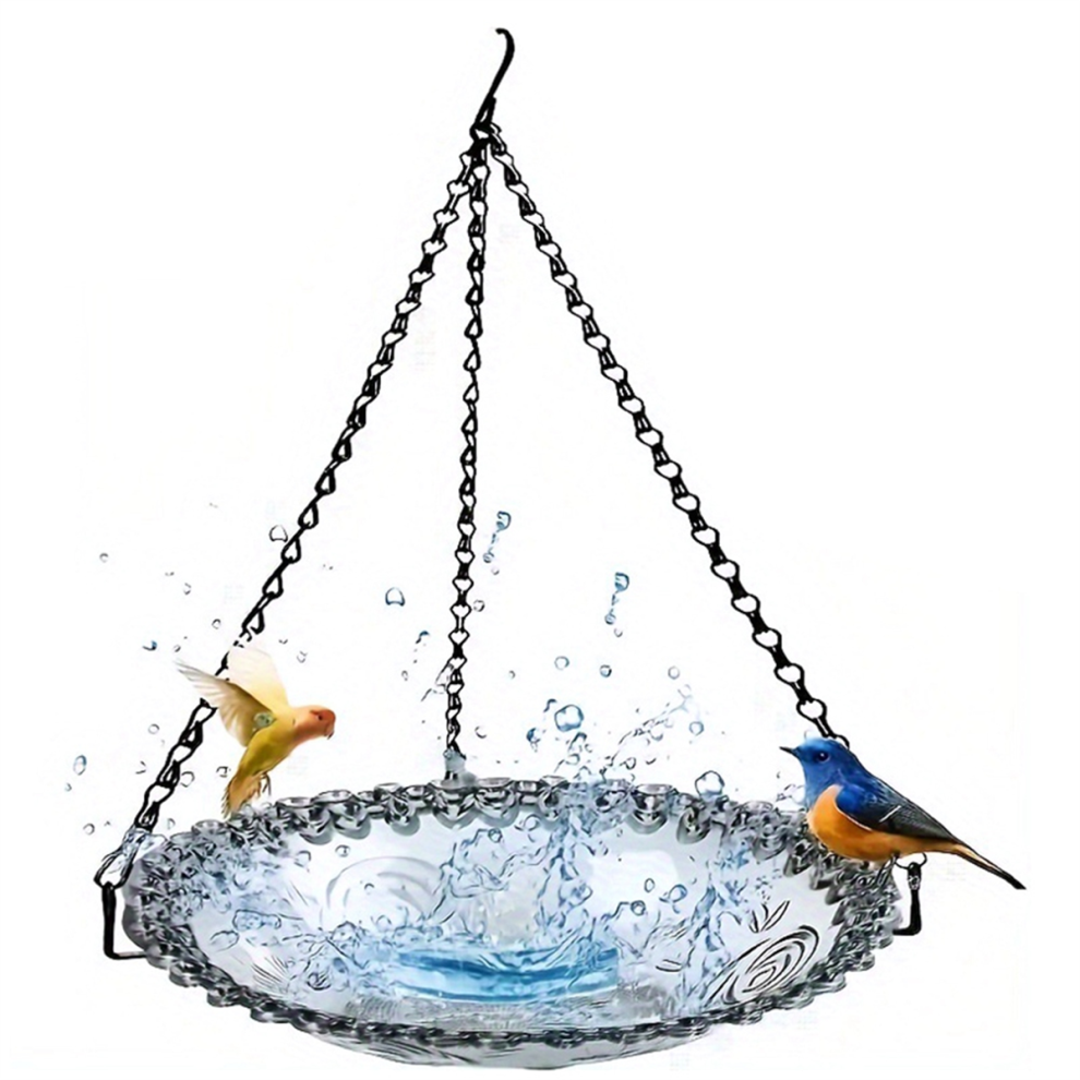 Explosion Suspension Mangeoire à Oiseaux en Métal Extérieure pour Animaux de Compagnie Gris