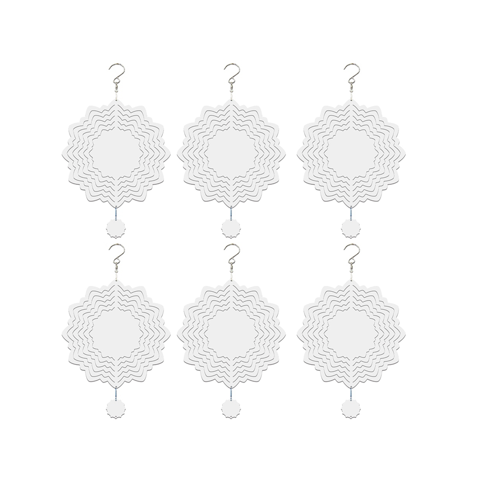 6 PièCes Sublimation Wind Spinner Blanks 3D Spinners Hanging pour la DéCoration de Jardin en Plein Air Q-8 Pouces