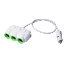 Adattatore per Accendisigari, Splitter Accendisigari da Auto un 3 Prese DC 12V / 24V Caricabatteria Doppio USB - Bianca
