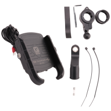 Kewiq QC3.0 Aluminum Motorcycle Phone Holder with Charger - 360-degree Rotating Universal Mount for 3.5-6.5 inch Phones (58-92 mm)