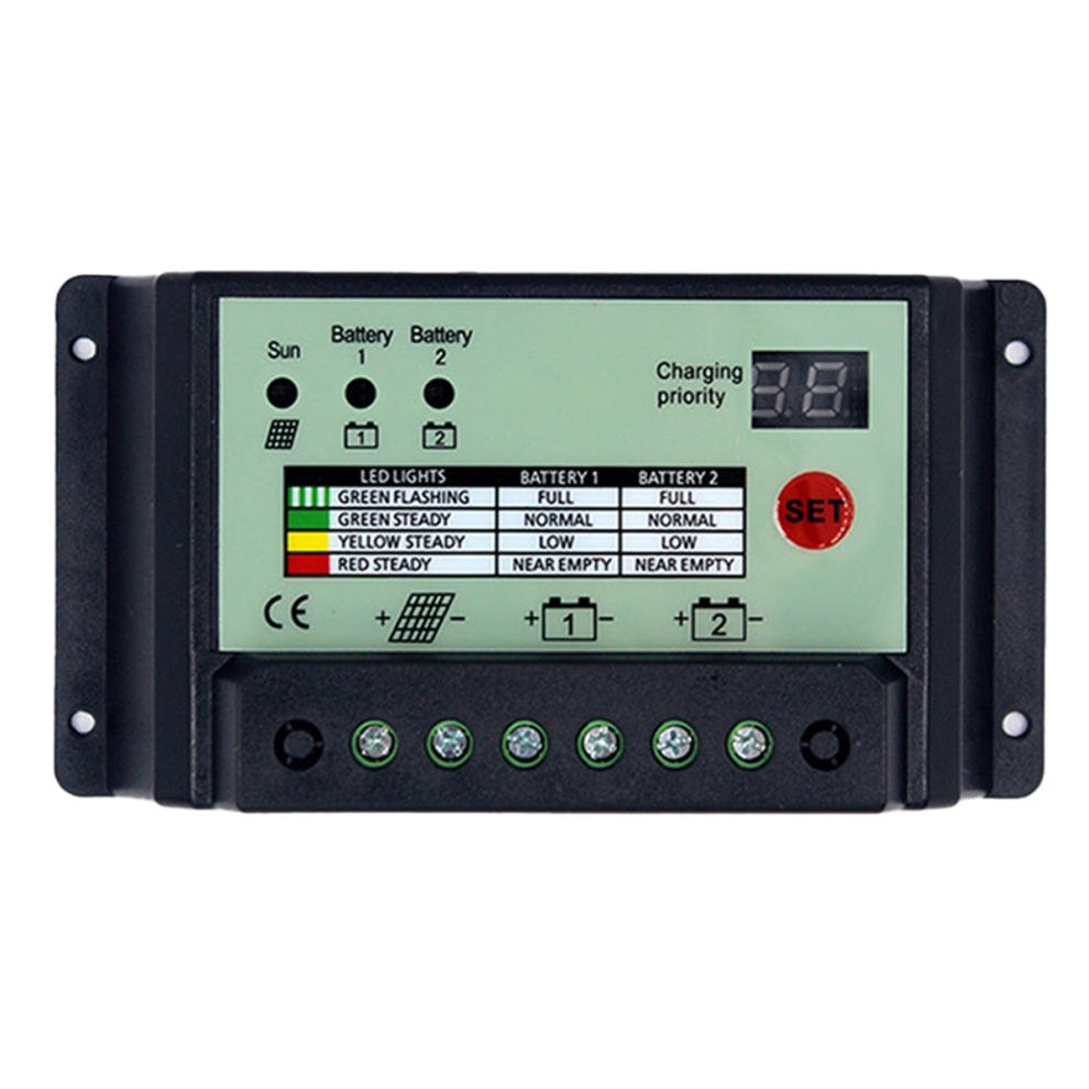 Dual Battery Solar Charge Controller Pwm 12V 24V System Batteries Power Panel Regulator Charger(20A) 4852811613681