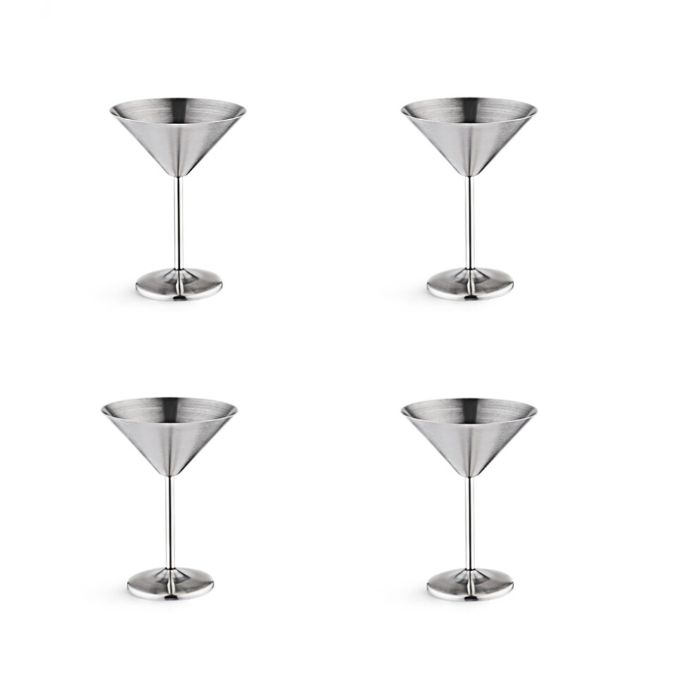 Stainless Steel Glasses Set of 4, 8 Oz Metal Cocktail Glasses, Unbreakable, , Mirror Polished