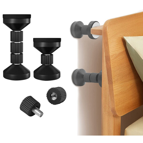 Adjustable Threaded Bed Frame Anti-Shake Tool for Bed,Headboard Stoppers,Prevent Loosening Fixer(2Pcs Black ) 2