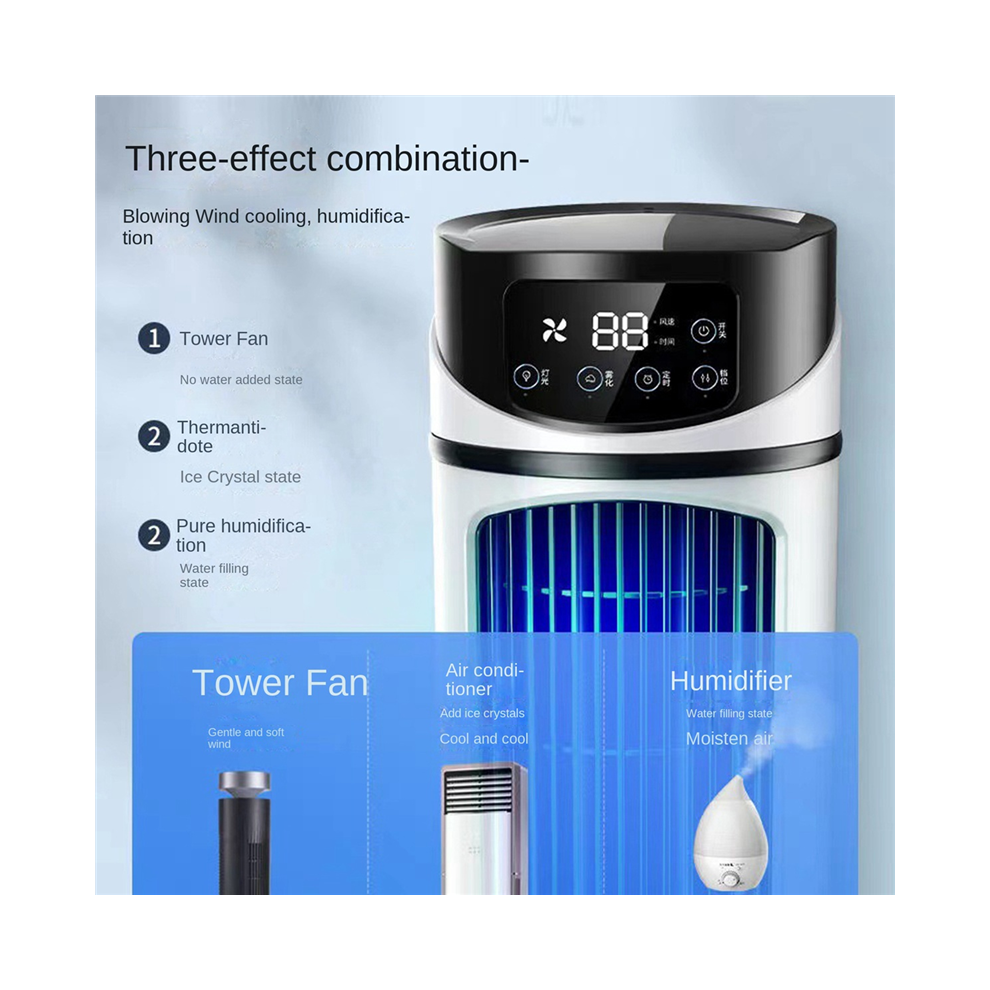 Portable Air Conditioner Home Mini Cooler for Office 6 Gears Wind Black White