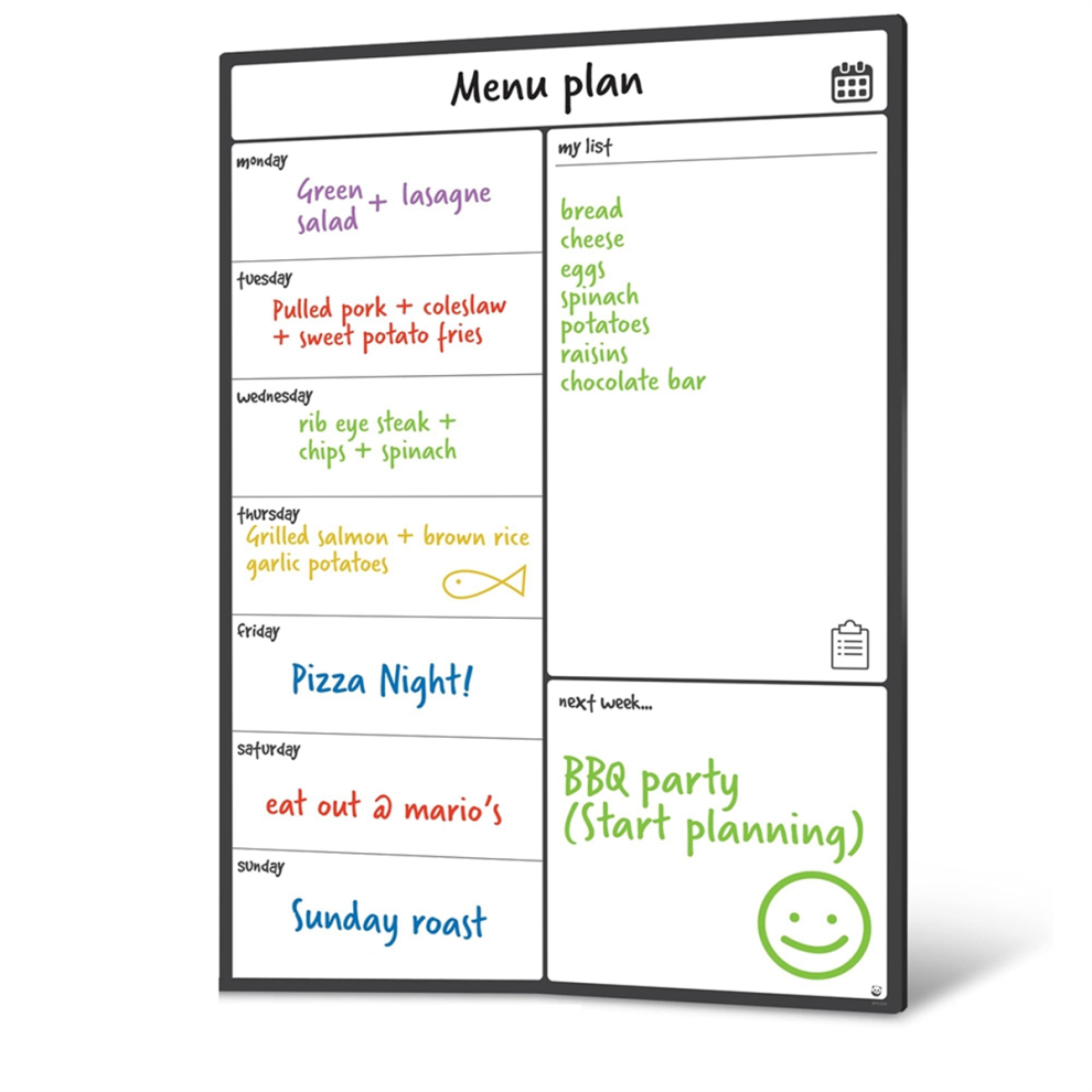 Kopinma Magnetic Board Fridge Calendar Meal Planner And Shopping List Board - Memo Family White