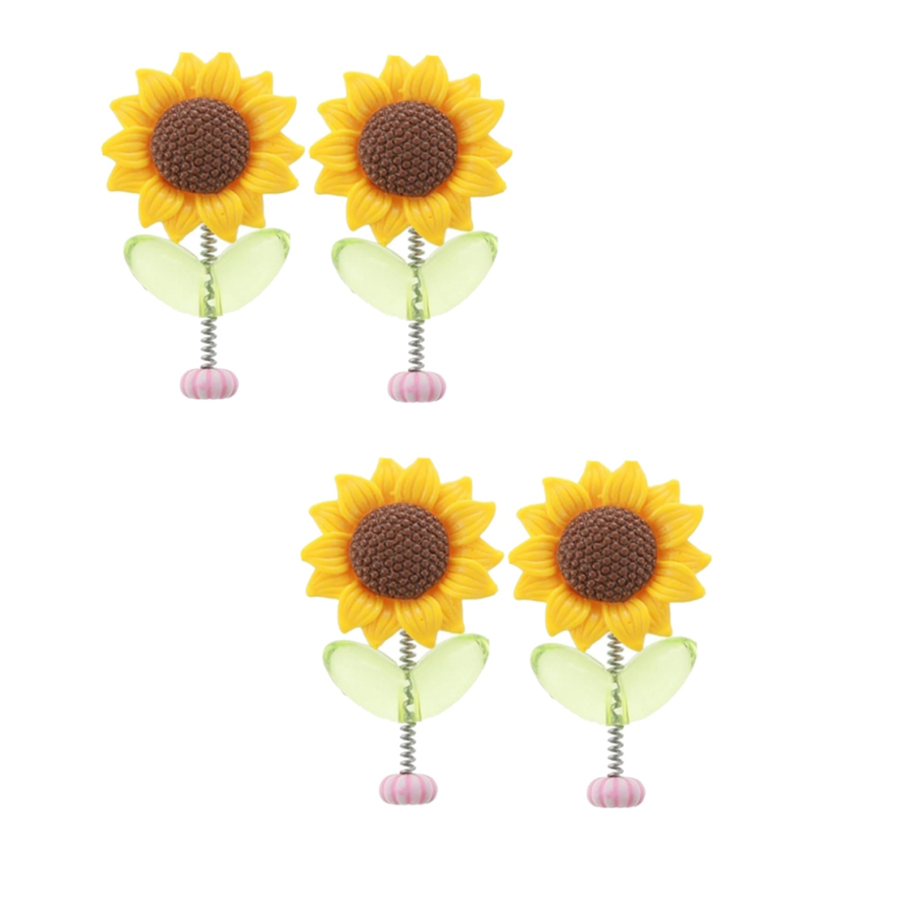 Lot de 4 d?corations de tournesol pour tableau de bord de voiture, dessin anim?, secouant, dansant, mignon, fleur