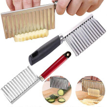 Potato Wavy Slicer Blade Chip Dough Knife Crinkle Cutter Steel Kitchen Vegetable French Fries Cutter