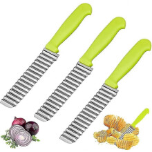 3 Pieces Wave Cutter, Wave Fruit Vegetable Cutter, Stainless Steel Potato Cutter, Multifunctional Potato Cutter with Wave Edge Chopper for Vegetables