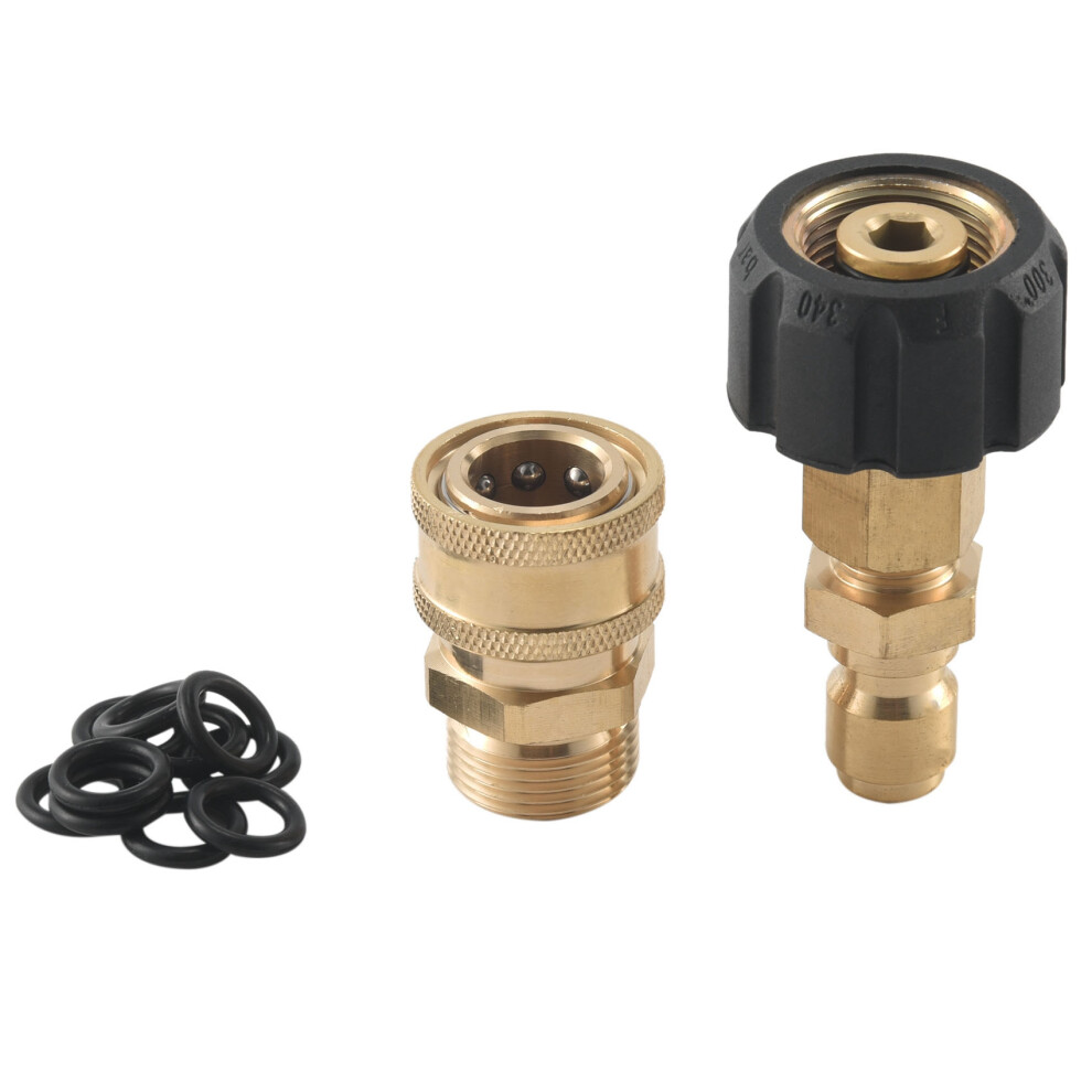 Pressure Washer Adapter Set, Quick Connector, M22 14Mm Swivel To Metric Fitting,M22-14 + 3/8 Inch Plug, Disconnect Male Connect Kit,5000 Psi 4853480280426