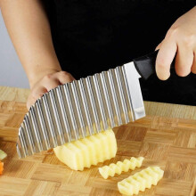 Stainless Steel Crinkle Chip Cutter Potato Cutter Slicing Tool Wave Slicer for Vegetable Fruit Potato,White