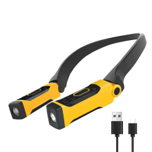 Oplaadbare USB-leeslamp, nek- en boeklamp, 2 helderheidsniveaus, buigbare armen voor lezen, kamperen, repareren