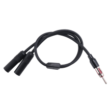1 MALE TO 2 FEMALE Y CAR STEREO RADIO ANTENNA ADAPTER BLACK