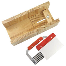 3pcs Adjustable Soap Cutter Kit, Multi-functional Wooden Soap Cutter Box with Stainless Steel Straight Cutter And Wavy