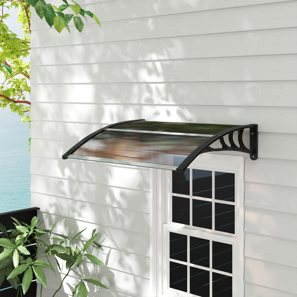 Outsunny Outdoor Window Door Canopy with Awning Porch UV Water Cover Brown