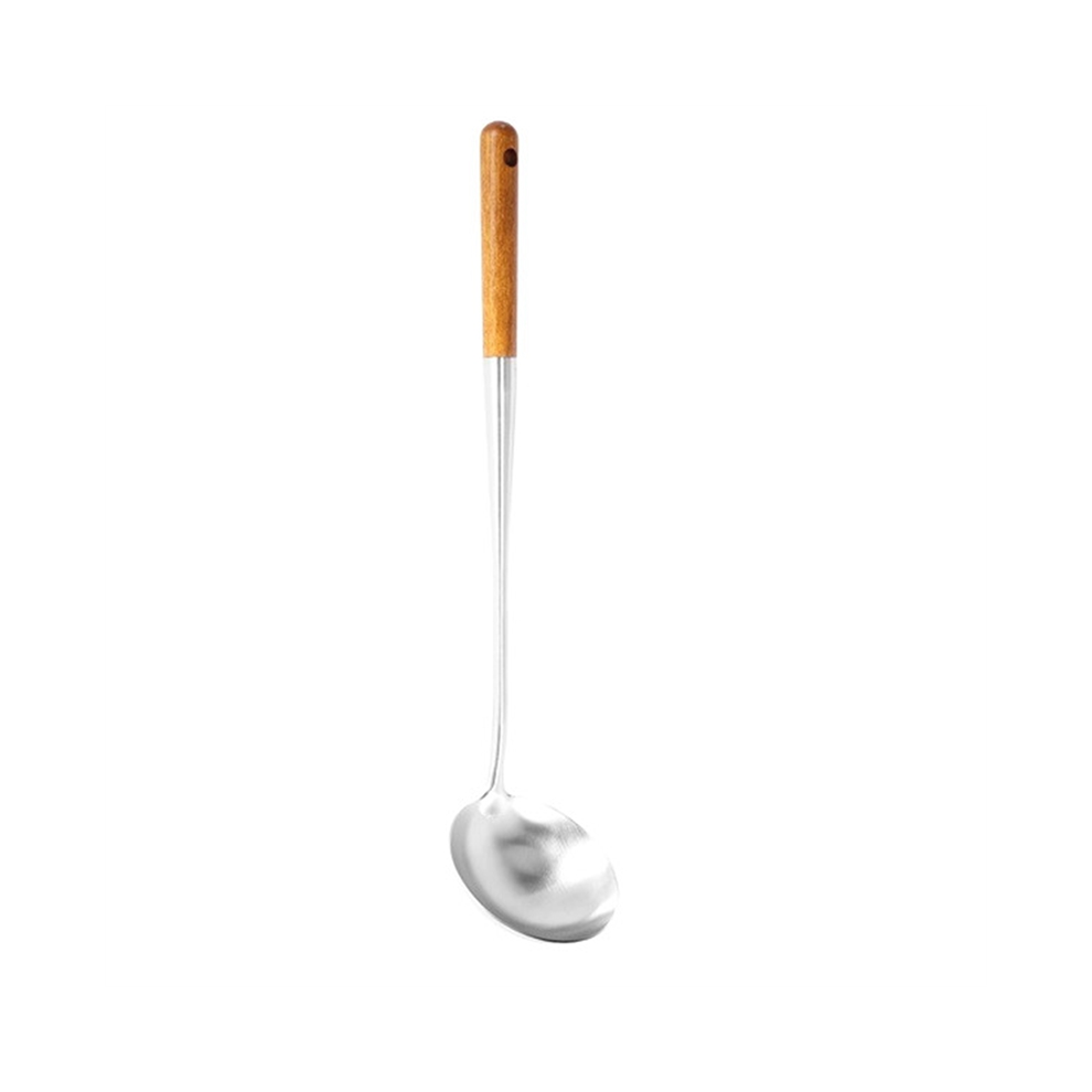 Soup Ladle, 17Inches Spatula For Wok, Stainless Steel Spoons Cooking With Heat-Resistant Wooden Handle 4853480201551