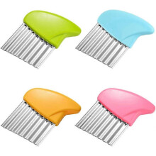 Pcs Potato Chopper Shaft Slicer Stainless Steel Crinkle Cut Chip Cutter Vegetable Slicer (Green+Blue+Yellow+Pink)