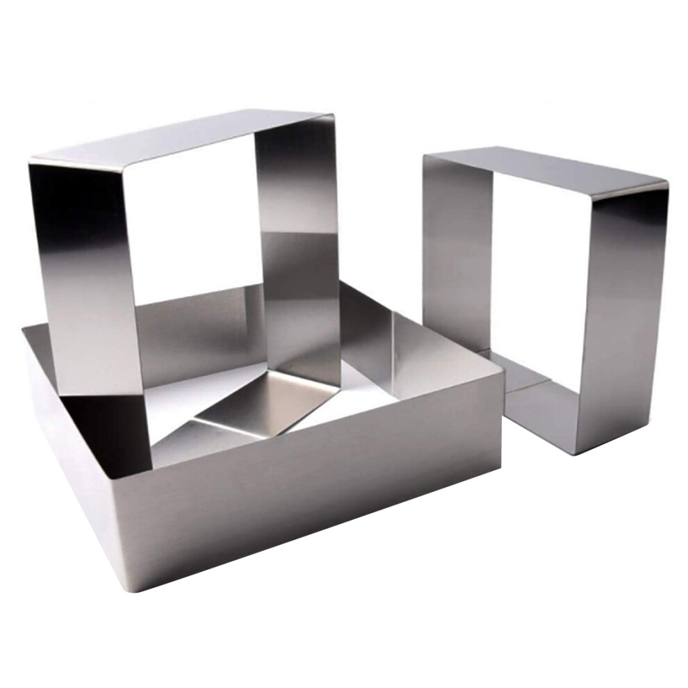 Set of 3 Cake Molds Rings, Square Mousse Mold Stainless Steel Ring Non-Stick Dessert Pastry Mould Baking Tool