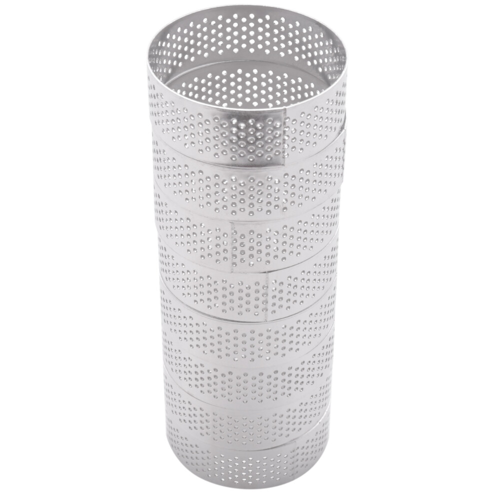 8 Stuks Roestvrijstalen Taartring, Hittebestendige Geperforeerde Cakemousse Ring Rond Dubbelgerolde Metalen Mal 6 Cm-image