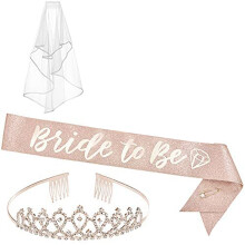 Bachelorette Διακοσμήσεις Rose Gold Glitter Kit Νυφικό ντους Προμήθειες Bride to Be Sash, , Πέπλο