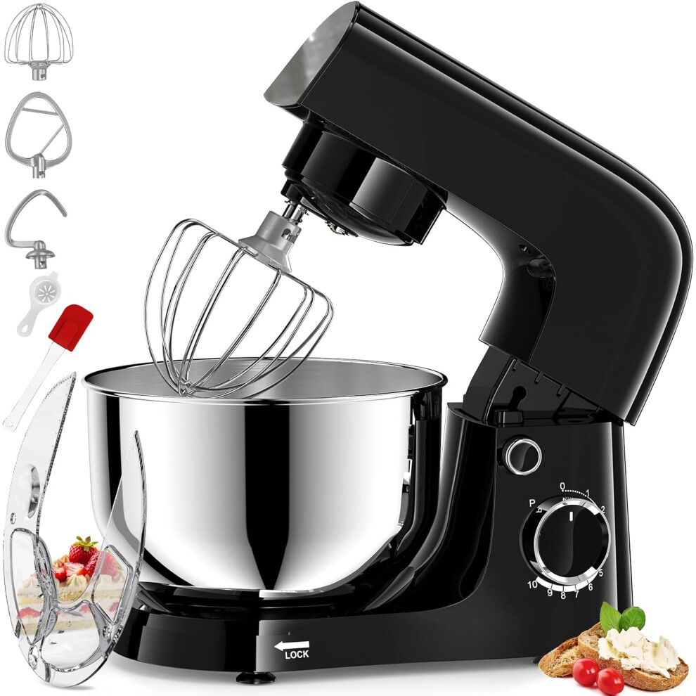 (Black) 4.5 Liters Food Mixers for Baking, 1500W 10-Speed Kitchen Cake Mixers