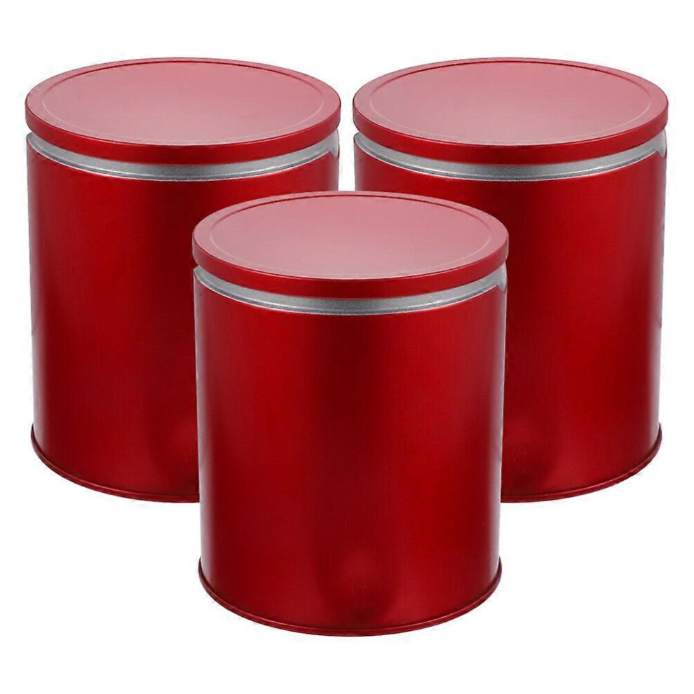 Kricely (, One Size) 3Pcs Tinplate Tea Leaves Sealing Jars Tinplate Loose Tea Can Portable Small Tea Tin Canisters Red