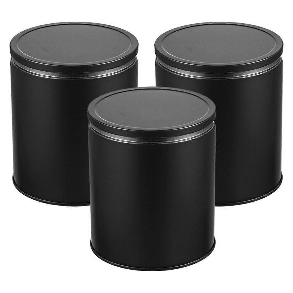Kricely (, One Size) 3Pcs Tinplate Tea Leaves Sealing Jars Tinplate Loose Tea Can Portable Small Tea Tin Canisters Black