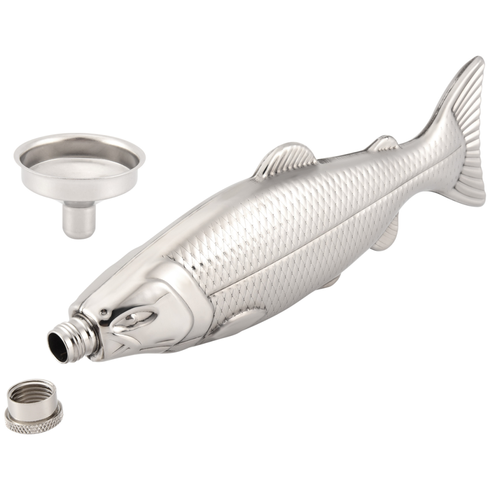 1 Set Fish-Shape Hip Flask 5Oz Bottle Mini Pocket Stainless Steel Drinkware for Outdoor