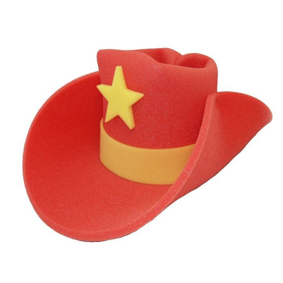 Sombrero De Vaquero Gigante De Espuma Roja Con Dise?O Novedoso Del Oeste-image