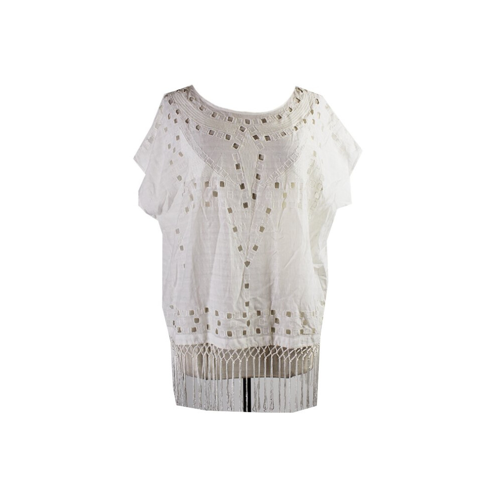 Lucky Brand Women's Cutout Fringe Top Lucky White Small
