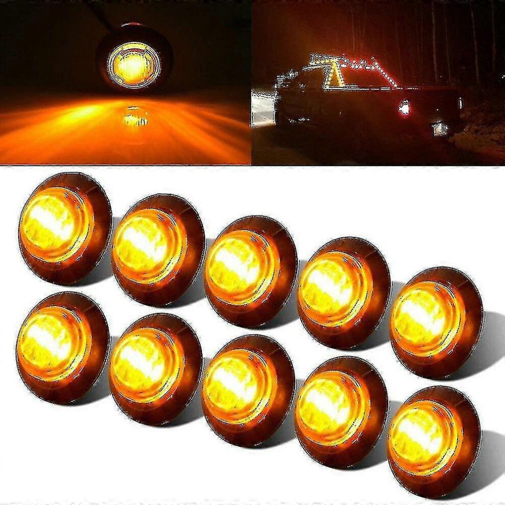 () 10Pcs Universal Side Marker Indicator Led Trailer Lorry Tail Bullet Truck Clearanc Yellow/Light 5014561670928