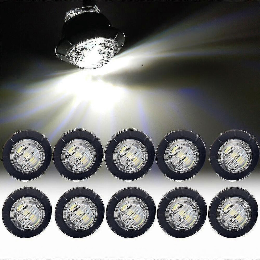 () 10Pcs Universal Side Marker Indicator Led Trailer Lorry Tail Bullet Truck Clearanc White/Light 5014561670911