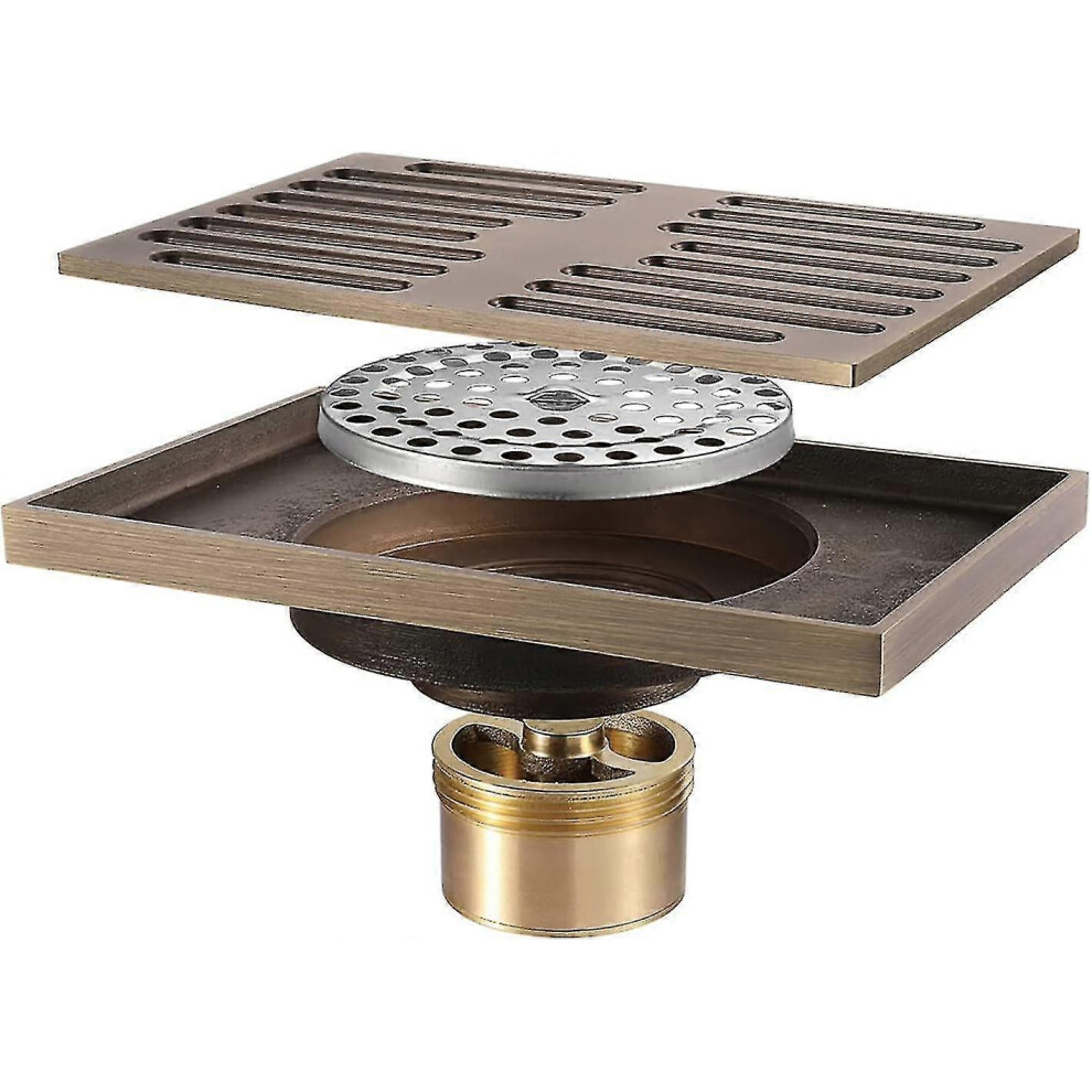 Shower Drain 140X90mm Floor Drain, Odor Proof Brass Shower Channel Floor Drain For Bathroom Zekai 5014561775821