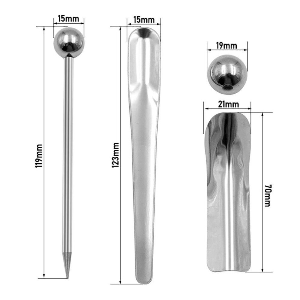 (silver) 5pcs Beauty Seam Construction Tool Set Floor Tile Grout Repair Steel Pressed Ball Stick Corner Angle Scraper Wall Gap Cleaner