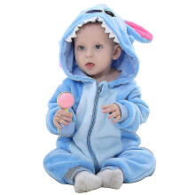 (Stitch, 70) Unisex Baby Animal Costume Winter Autumn Flannel Hooded Cosplay Jumpsuit