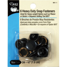Dritz 981-1 Bottoni automatici per carichi pesanti neri misura 24 (5/8 pollici) 6 pezzi