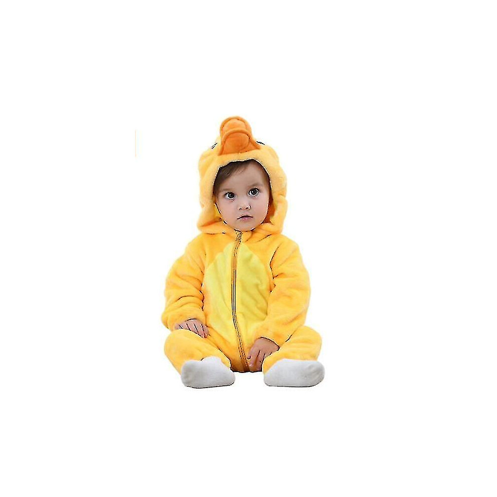 (Duck, 90) Unisex Baby Animal Costume Winter Autumn Flannel Hooded Cosplay Jumpsuit
