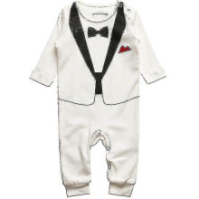 (12-18 Months, Black White) Infant Babies Boy Jumpsuit Tuxedo Romper Wedding One Piece Little Gentleman Clothes