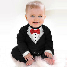 (6-12 Months, Red Black) Infant Babies Boy Jumpsuit Tuxedo Romper Wedding One Piece Little Gentleman Clothes