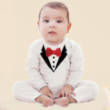 (18-24 Months, Red White) Infant Babies Boy Jumpsuit Tuxedo Romper Wedding One Piece Little Gentleman Clothes