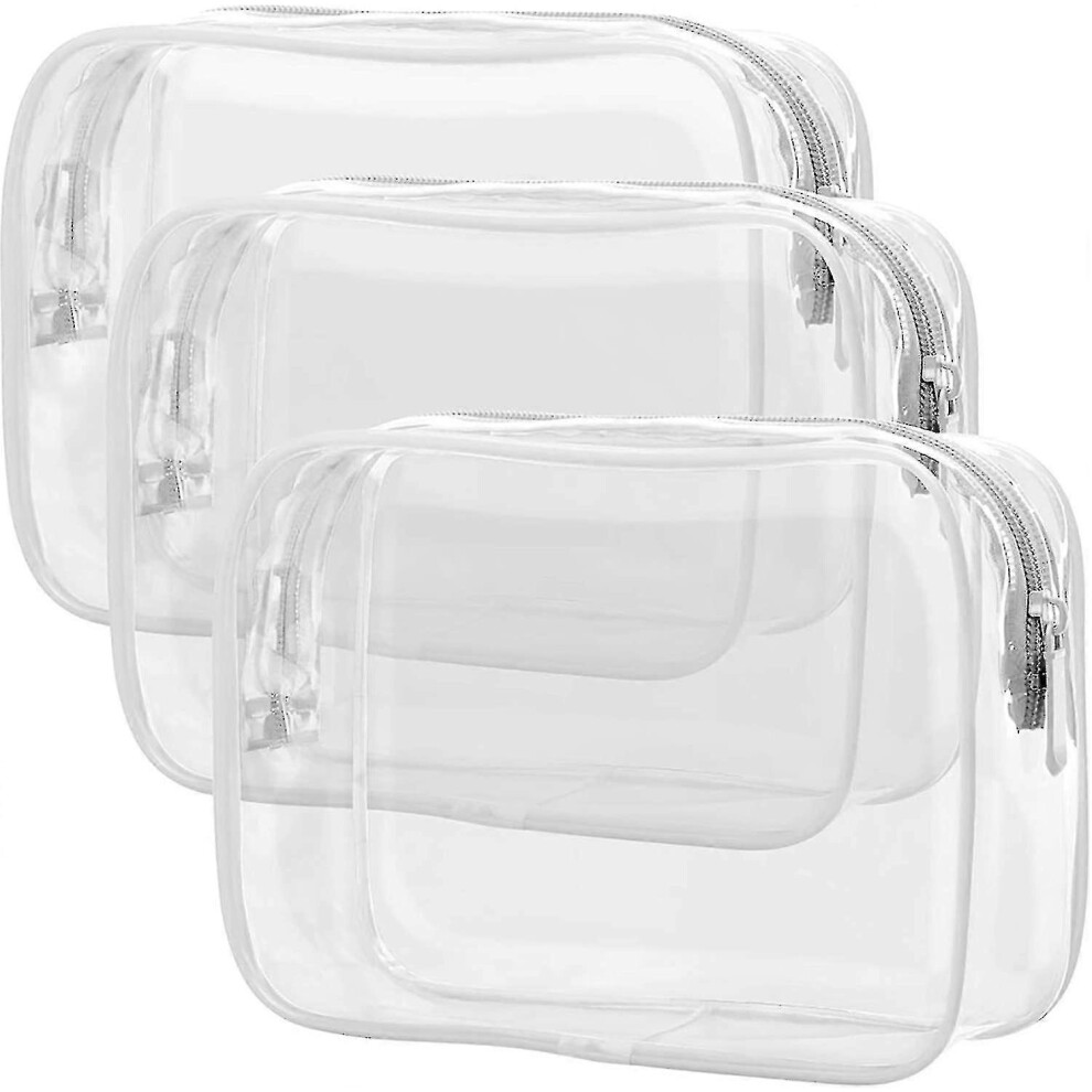 Clear Toiletry Bag, 3 Pack Approved Toiletry Bag Quart Size Bag, Travel Makeup Cosmetic Bag for Women Men, Carry On Airport Airline Compliant Bag-image-OPC-PG5XM6F-NEW