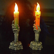 (green, One size) 2pcs Ghost Hand Led Candle Lamp For Halloween Decoration With Horror Electric Flameless Candle Lights