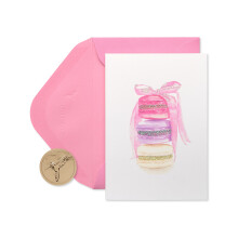 Biglietti d'auguri bianchi con buste di papiro, pila di macaron (confezione da 14)