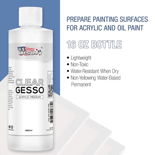 U.S. Art Supply Διαφανές Gesso Ακρυλικό Μέσο, 480ml - 16 Οζ 1
