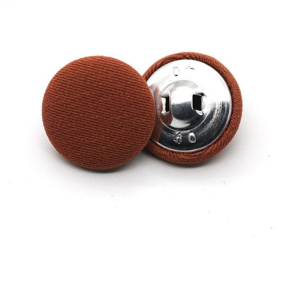 (brown, 15MM) 10pcs Clothing Diy Round Decorative Dress Shirt Fabric Covered Cloth Buttons Metal Buttons