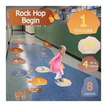 Rock Hop Begynd Playscape - T?lning af numre 1-10 Skole- og klasselokale Sensory Path Kit tilbeh?r - med 21 brugerdefinerede vinylgulvoverf?rings
