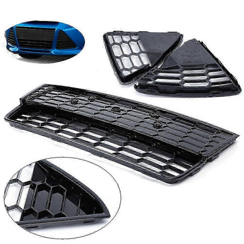 3Pcs Car Honeycombed Front Bumper Lower Grille Grills for Focus 2012 2013 2014 2
