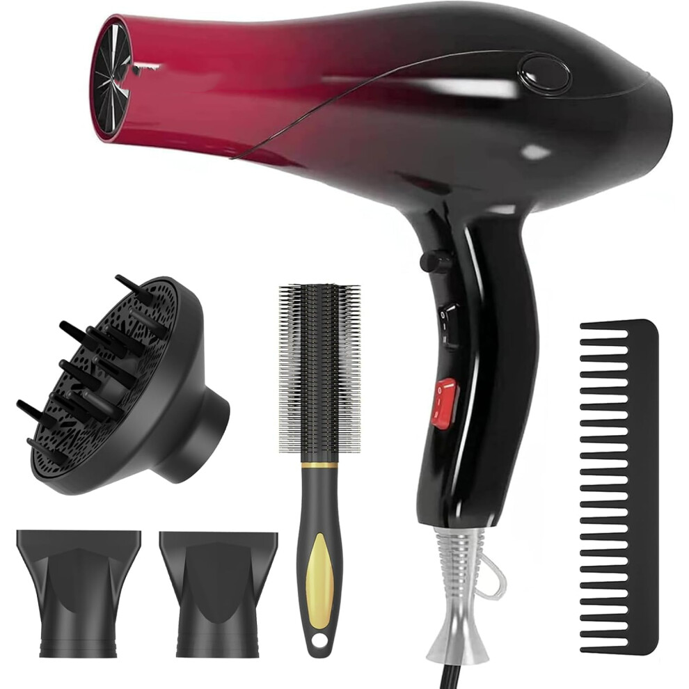 (Red Gradient) Hair Dryer,3000W Professional Ionic Hairdryers with Diffuser for Women Men Kids,Powerful Blow Dryer with 3 Heat 2Speed and Cool Button